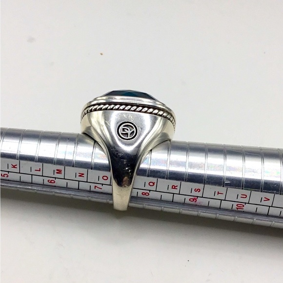 Stunning David Yurman Hampton Blue Topaz w Diamonds Albion Statement Ring! NEW! - Picture 10 of 12